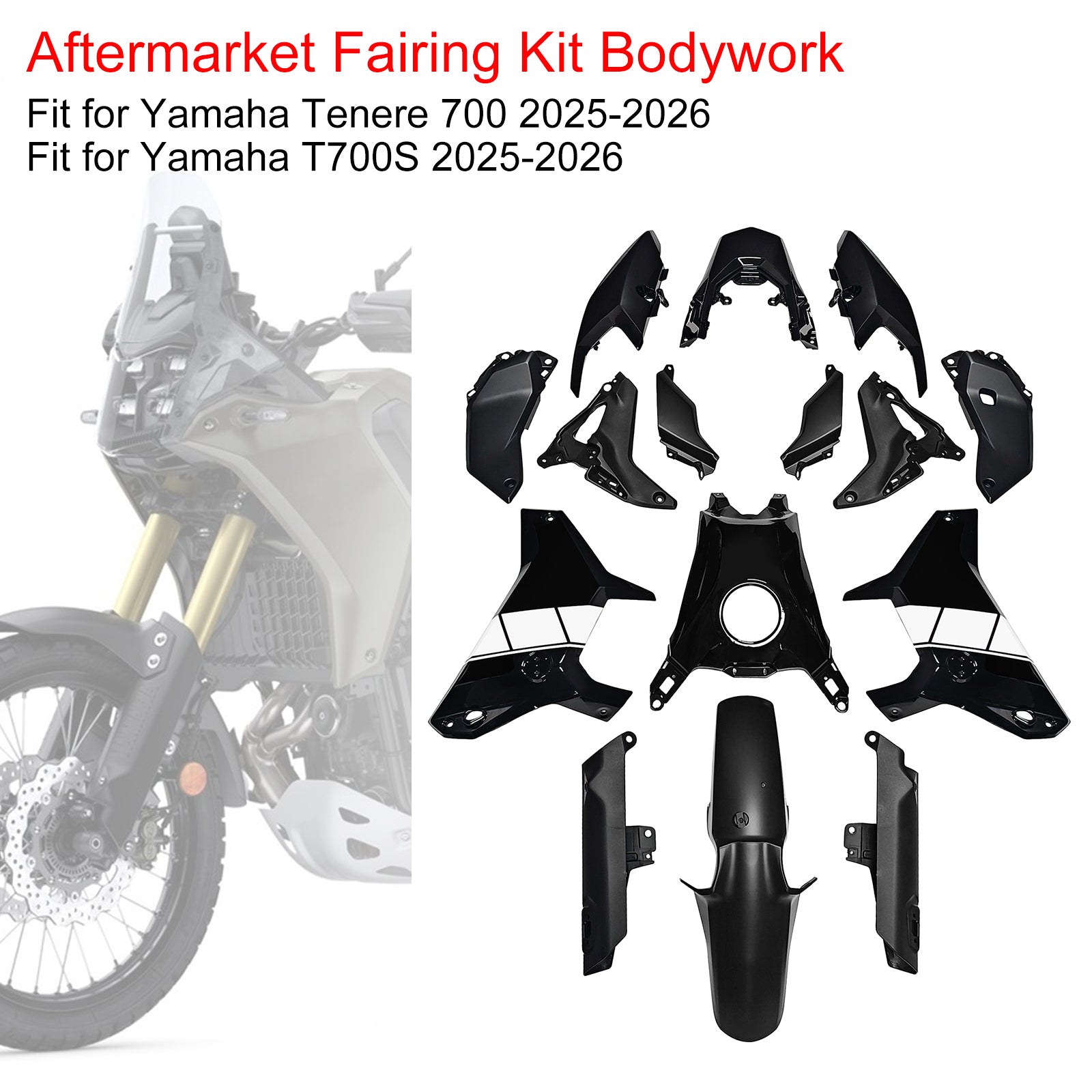 Amotopart 2025-2026 Yamaha Tenere 700 T700S Fairing Kit Collection