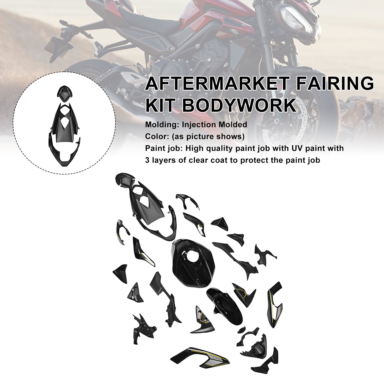 Amotopart 2023–2025 Triumph Street Triple 765 R/RS Verkleidungsset-Kollektion