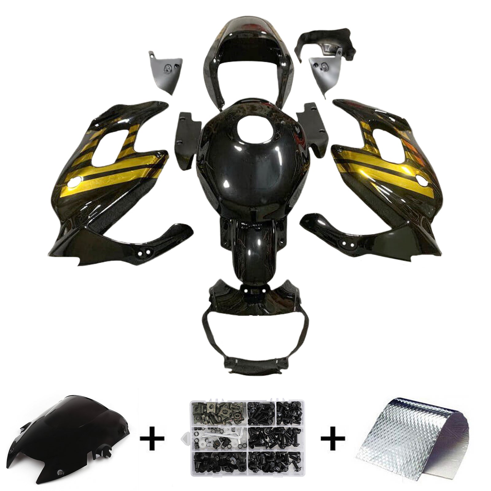 Amotopart 1997-2005 VTR1000F Honda Black&Gold Fairing Kit