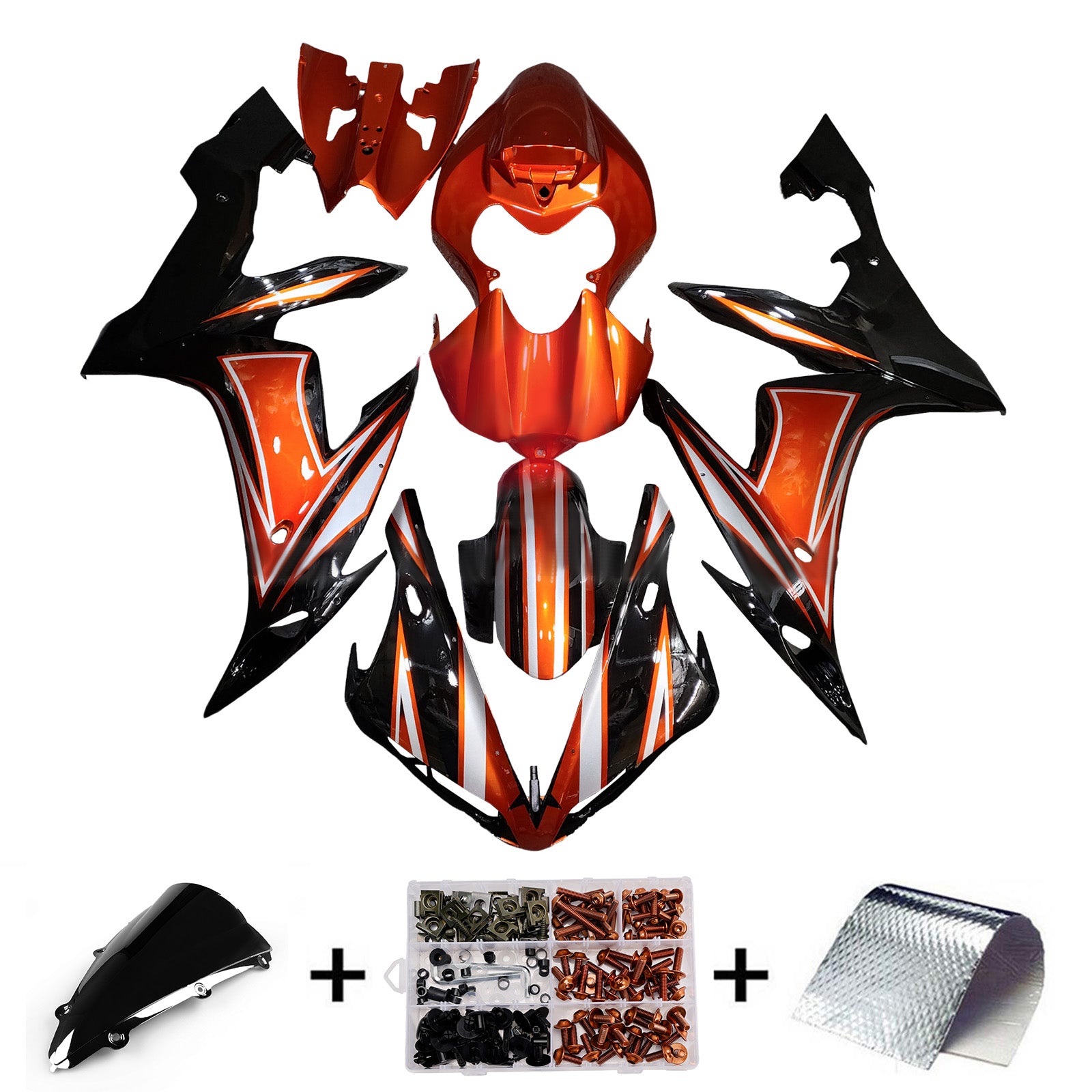 Amotopart 2004-2006 Yamaha YZF-R1 Orange Black Fairing Kit