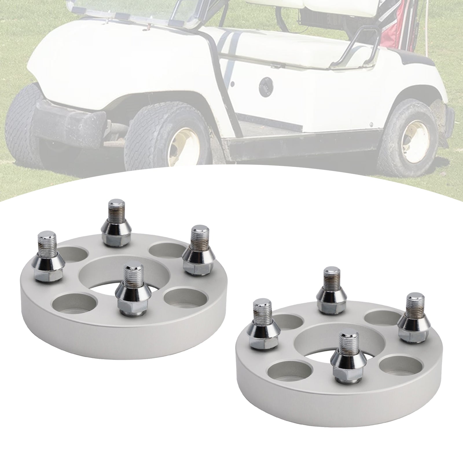 Yamaha Club Car Ezgo 1" Wheel Spacers Kit Cable Golf Carts Lug Nuts Silver