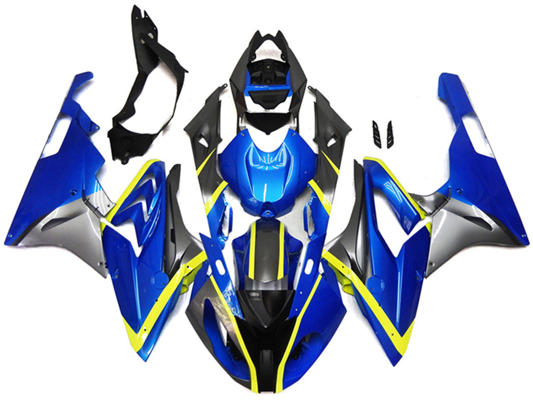 Amotopart BMW S1000RR 2015-2016 Kit de carénage bleu et jaune