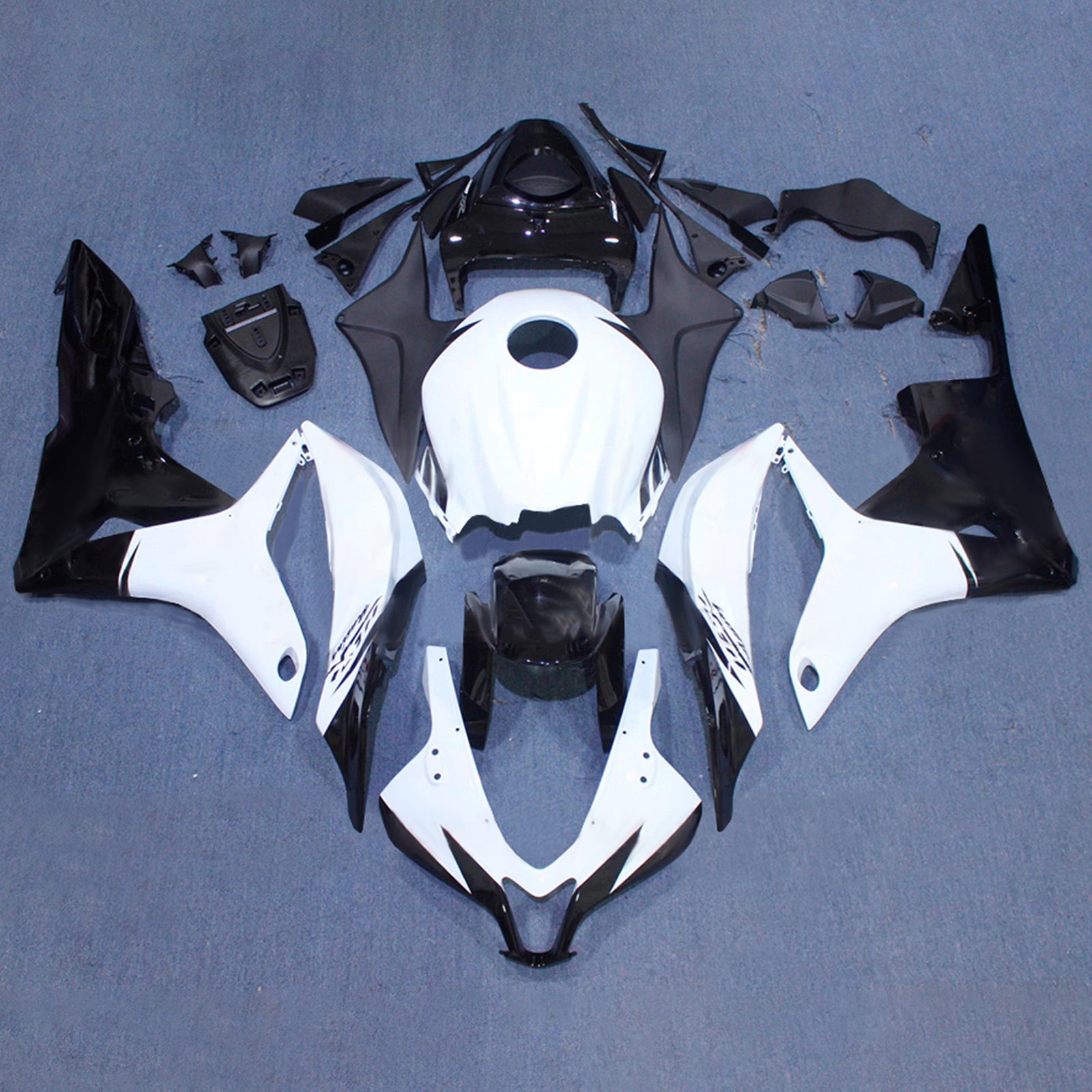 Amotopart 2007-2008 Honda CBR600RR White Black Fairing Kit