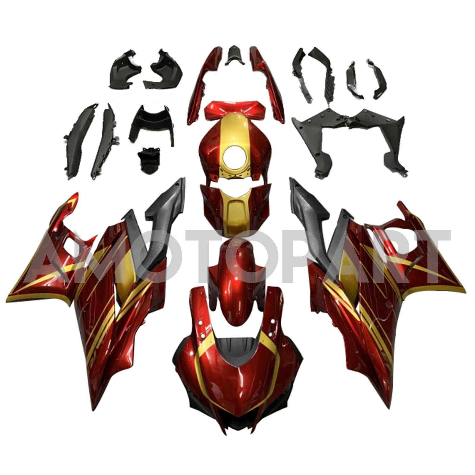 Amotopart 2022-2024 Yamaha YZF-R3 R25 Red&Gold Fairing Kit