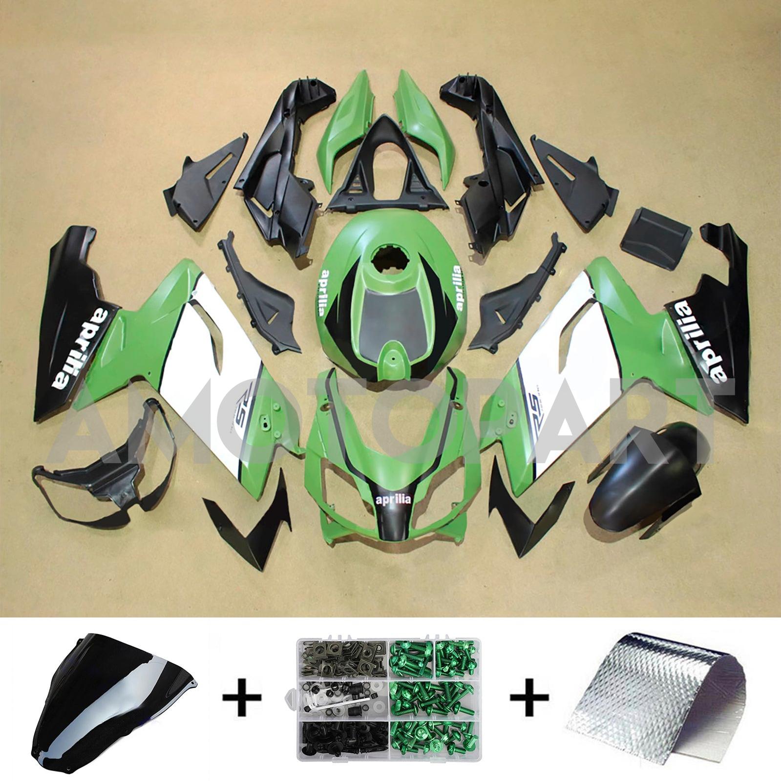 Amotopart 2006-2011 Aprilia RS125 Green Black White Fairing Kit