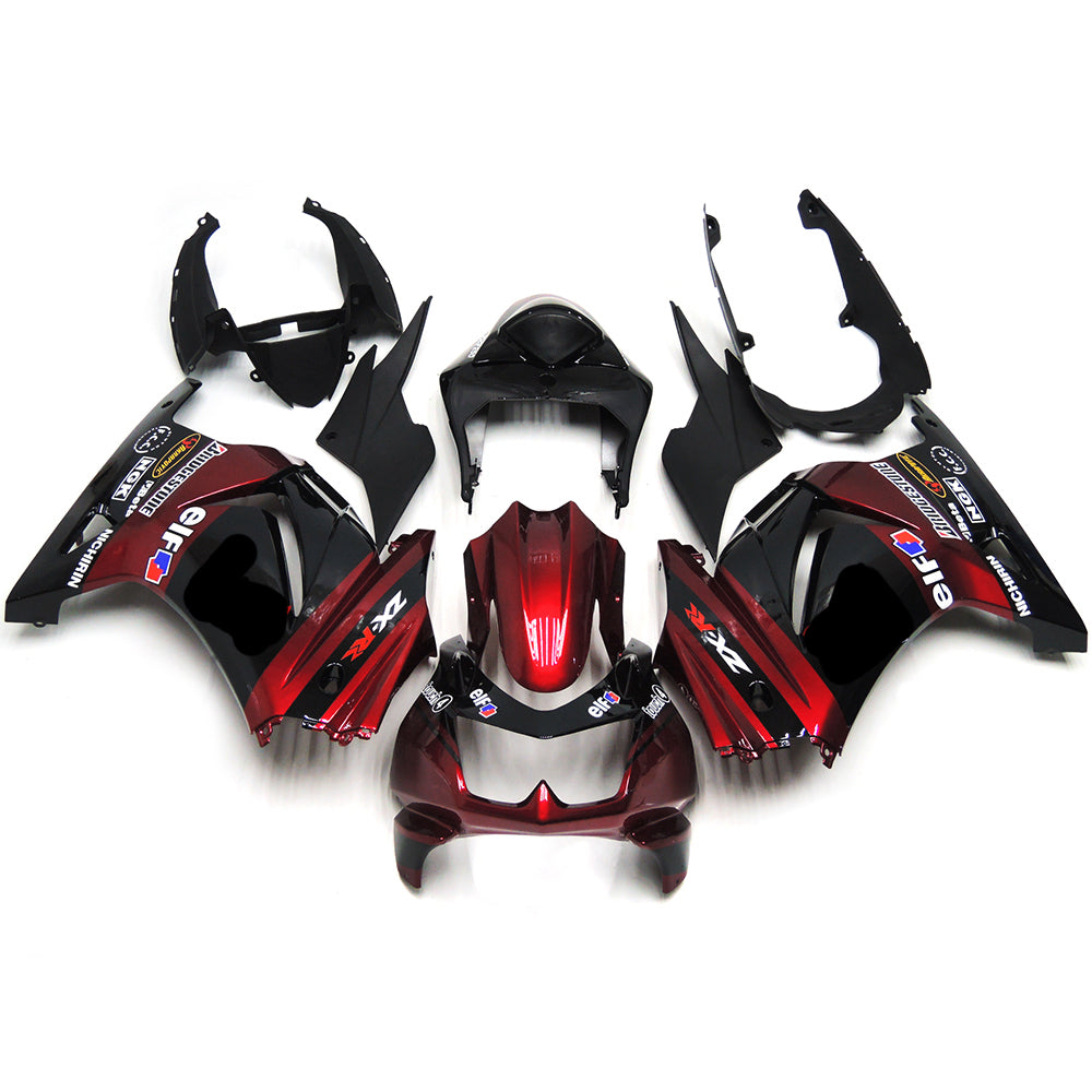 Amotopart Kawasaki EX250 Ninja250R 2008-2012 Black&Red Fairing Kit