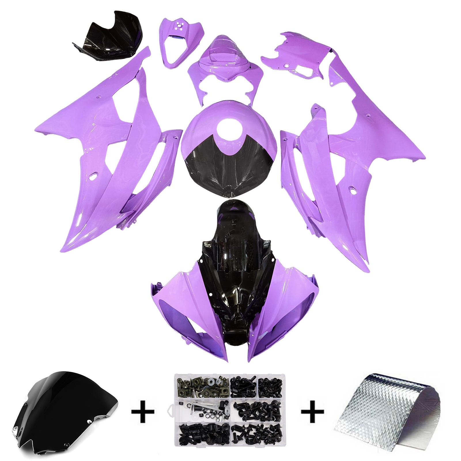 Amotopart 2008-2016 Yamaha YZF-R6 Purple & Black Fairing Kit