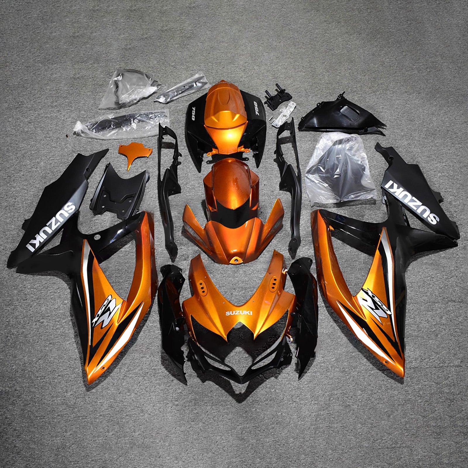 Amotopart 2008-2010 Suzuki GSXR 600/750 Orange Black White Fairing Kit