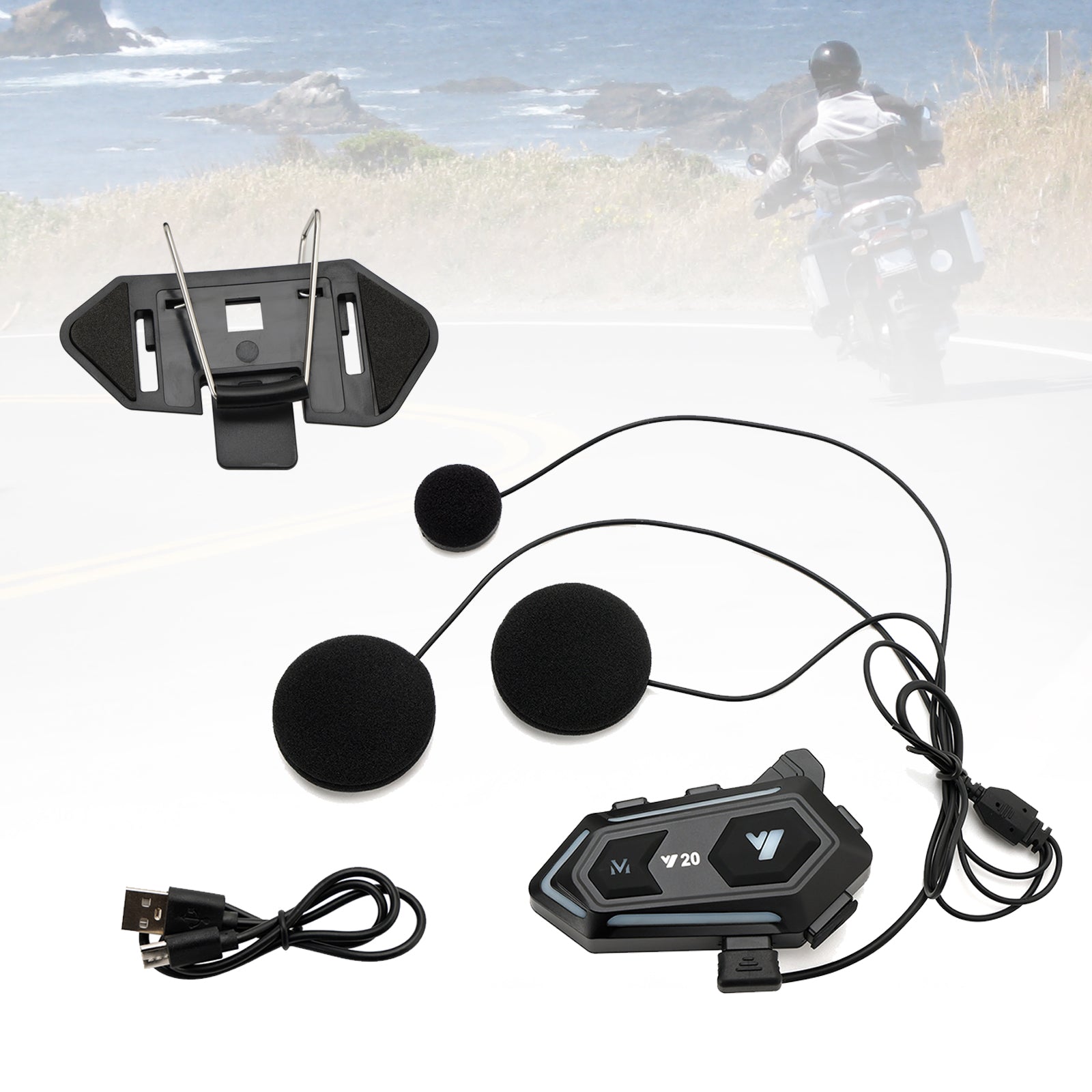 Auricolare Bluetooth per casco per lettore wireless universale Y20 per moto
