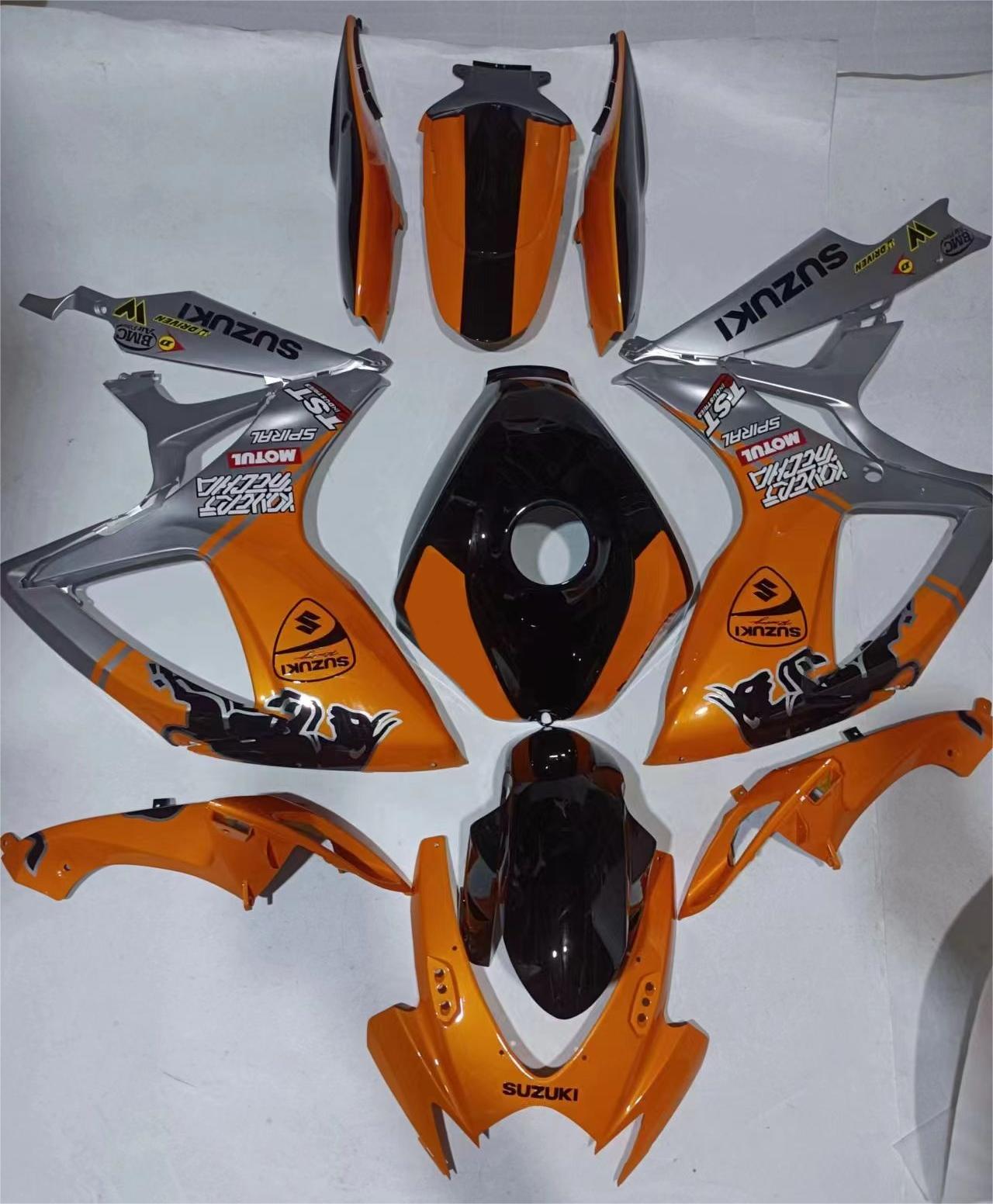 Amotopart 2006-2007 Suzuki GSXR 600/750 Bull Orange Sliver Fairing Kit