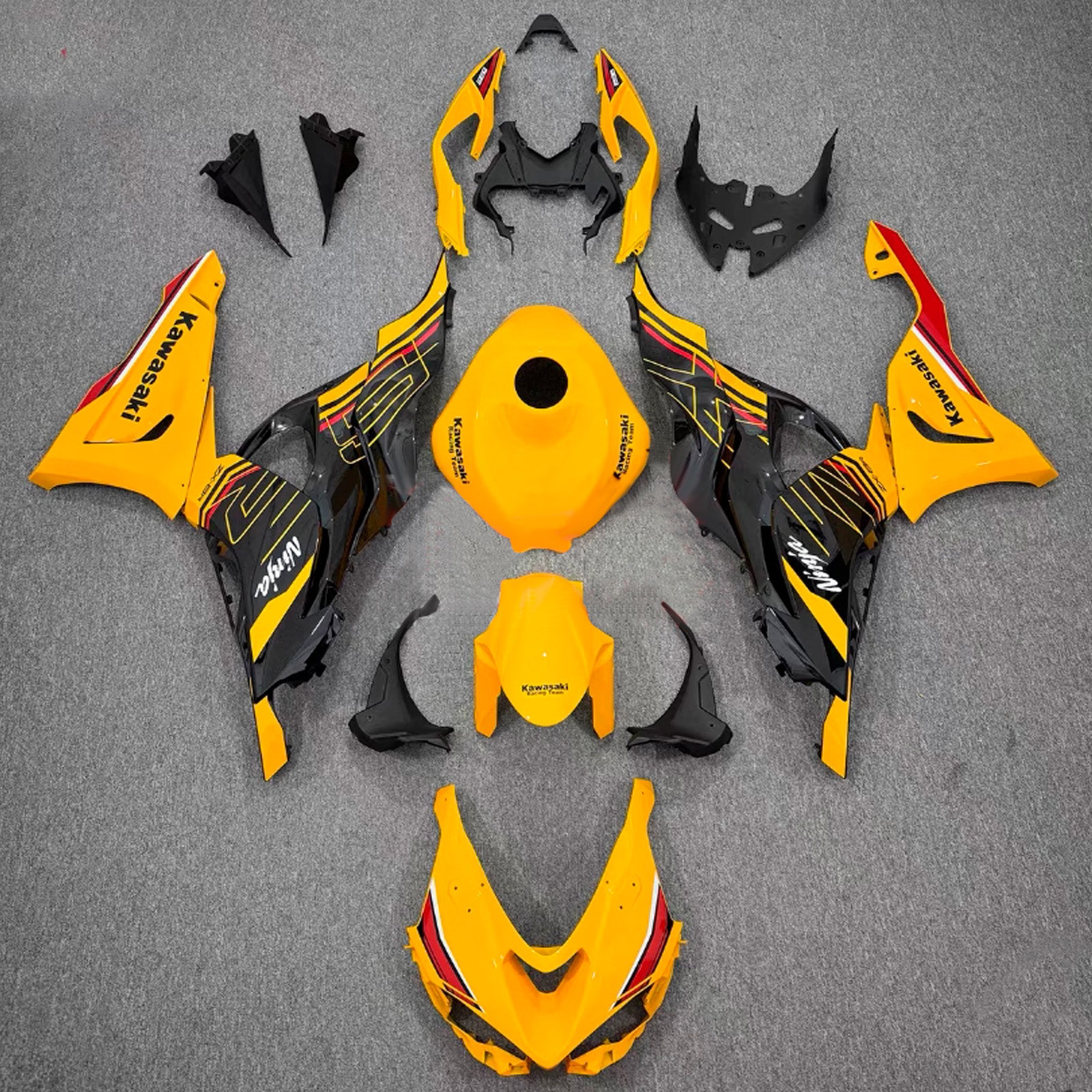 Amotopart 2024-2025 Kawasaki ZX-6R Yellow Black Red Fairing Kit