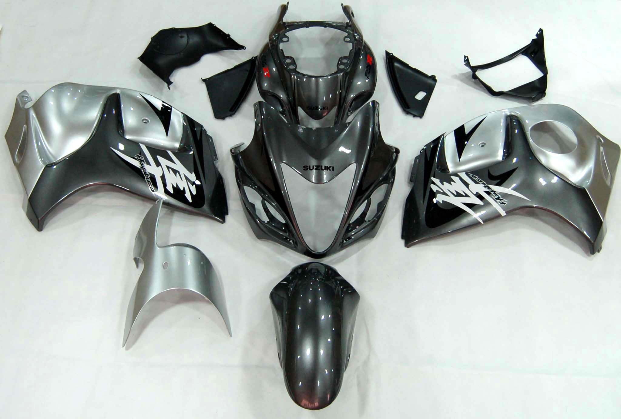 Amotopart 2008-2020 Kit carena Suzuki Hayabusa GSX1300R grigio e argento