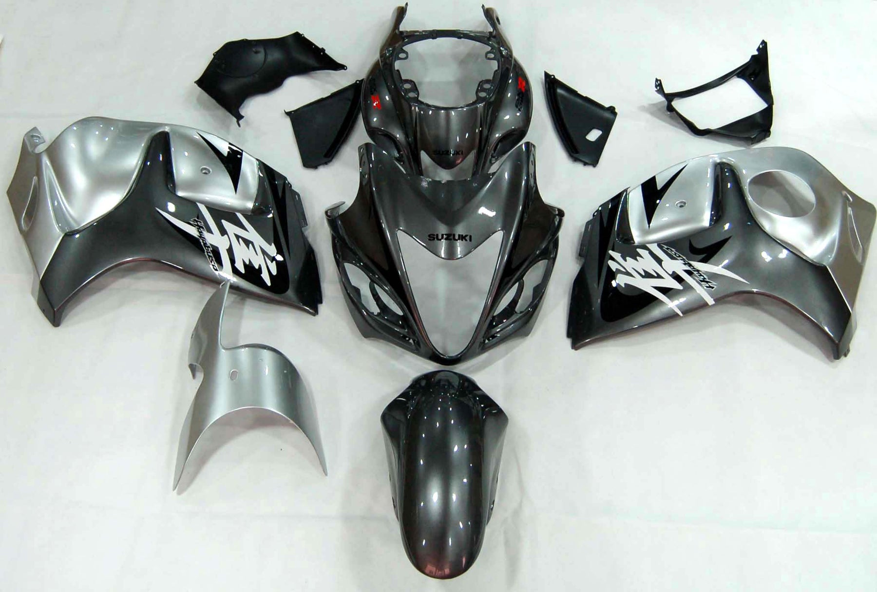 Amotopart 2008-2020 Suzuki Hayabusa GSX1300R Kit de carénage gris et argent