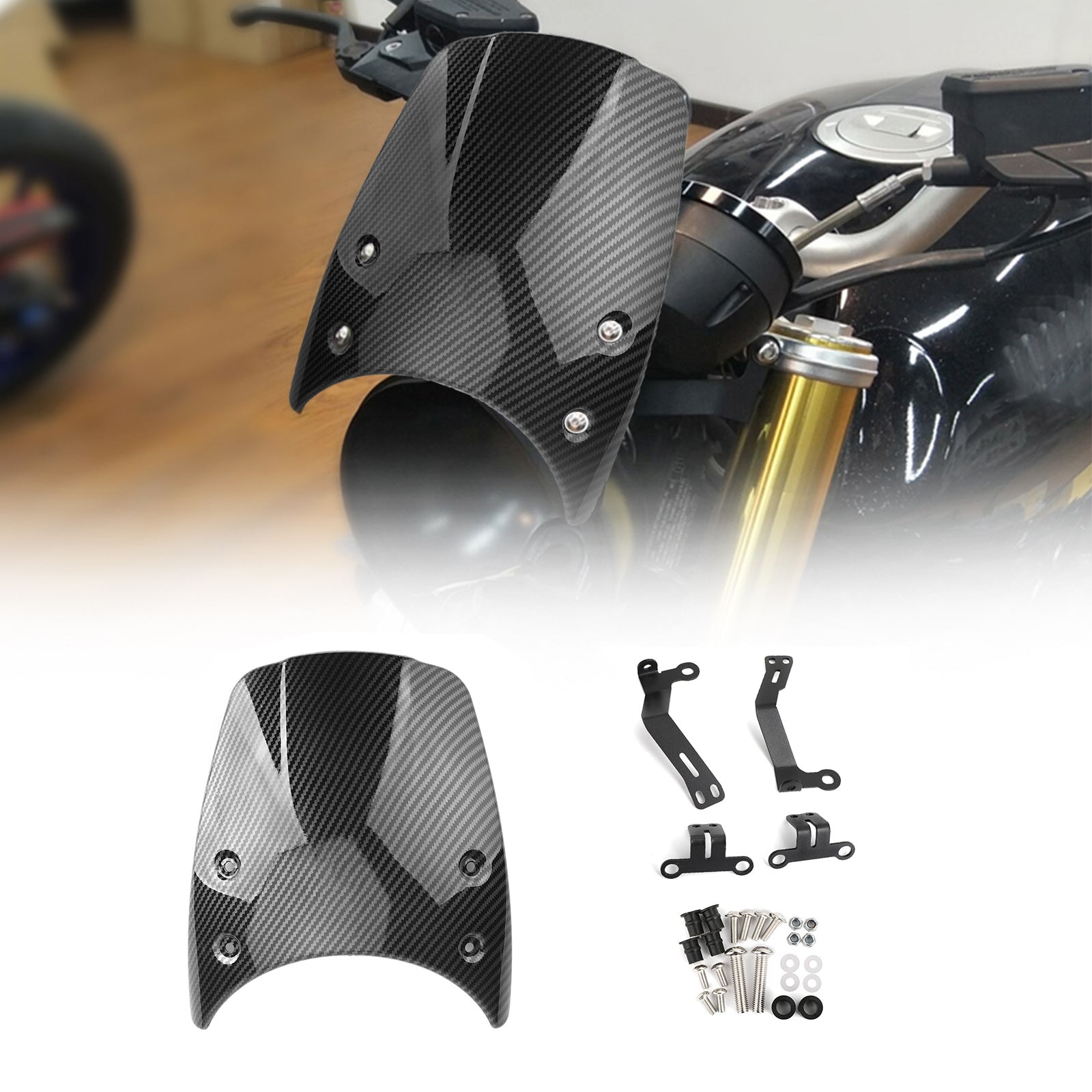 BMW R Nine T 14-17 Windschutzscheibe Windschutzscheibe Scheinwerferverkleidung Carbon