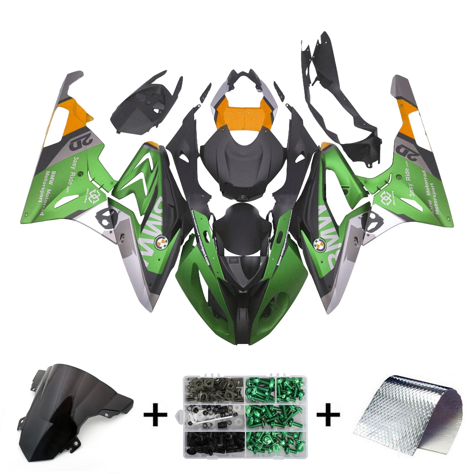 Amotopart 2015-2016 BMW S1000RR Black Green Fairing Kit