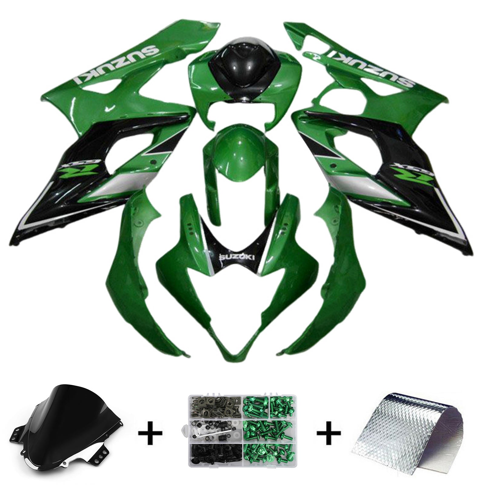 Amotopart 2005-2006 K5 GSXR1000 Suzuki Kit de carenado verde y negro