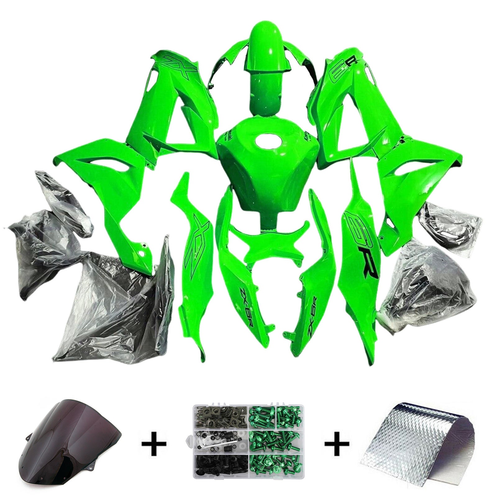 Amotopart 2013–2018 Kawasaki ZX6R 636 Hellgrünes Verkleidungsset