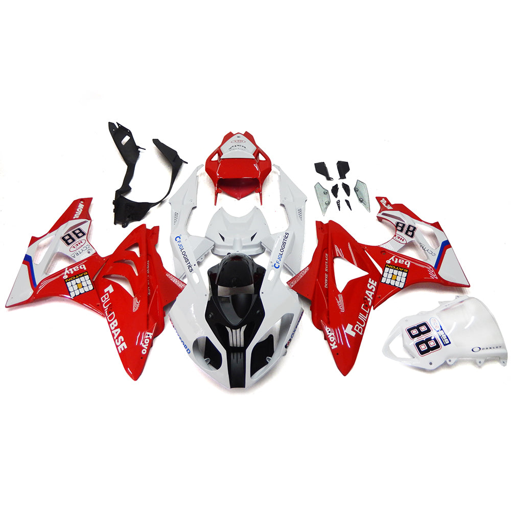 Amotopart BMW S1000RR 2009-2014 Kit de carénage Style4 blanc et rouge