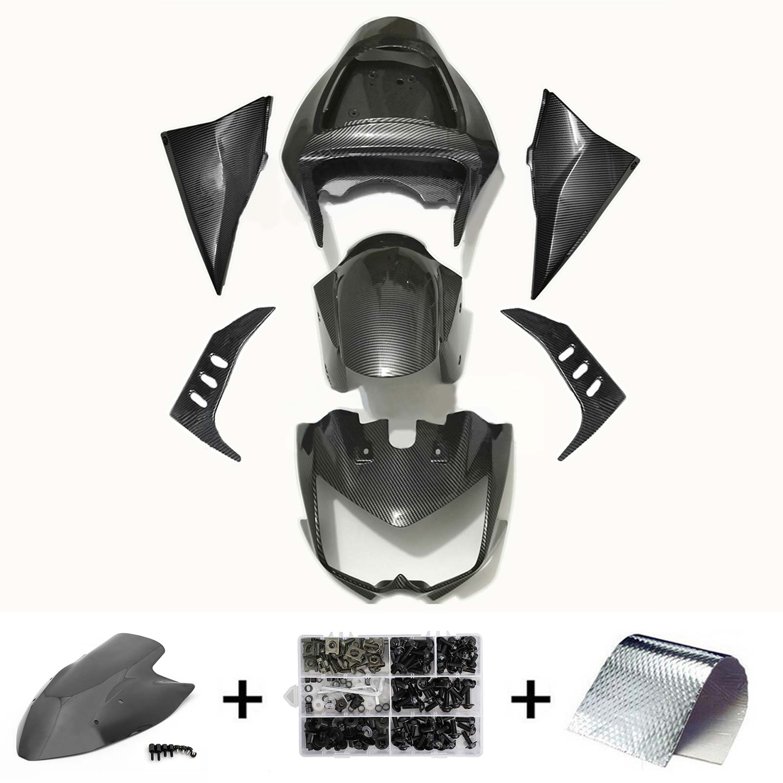 Amotopart 2003–2006 Z1000 Kawasaki Kohlefaser-Verkleidungsset in Schwarz