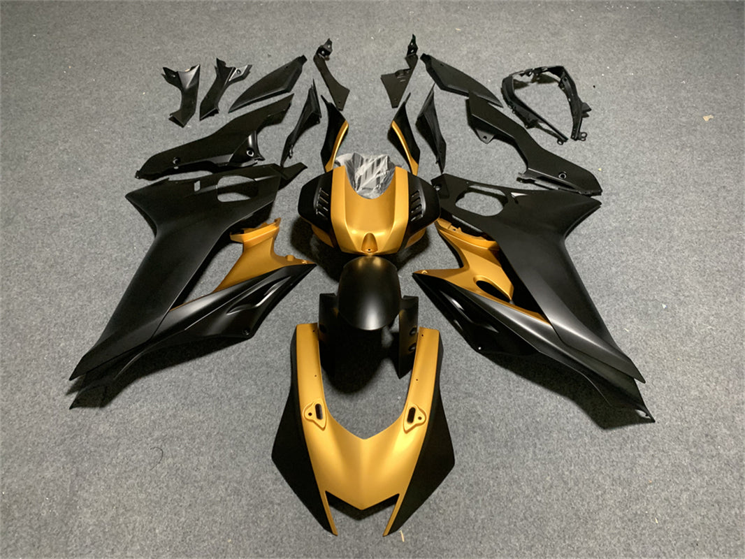 Amotopart Verkleidungsset für Yamaha 2015–2019 YZF 1000 R1, mattschwarz und goldfarben