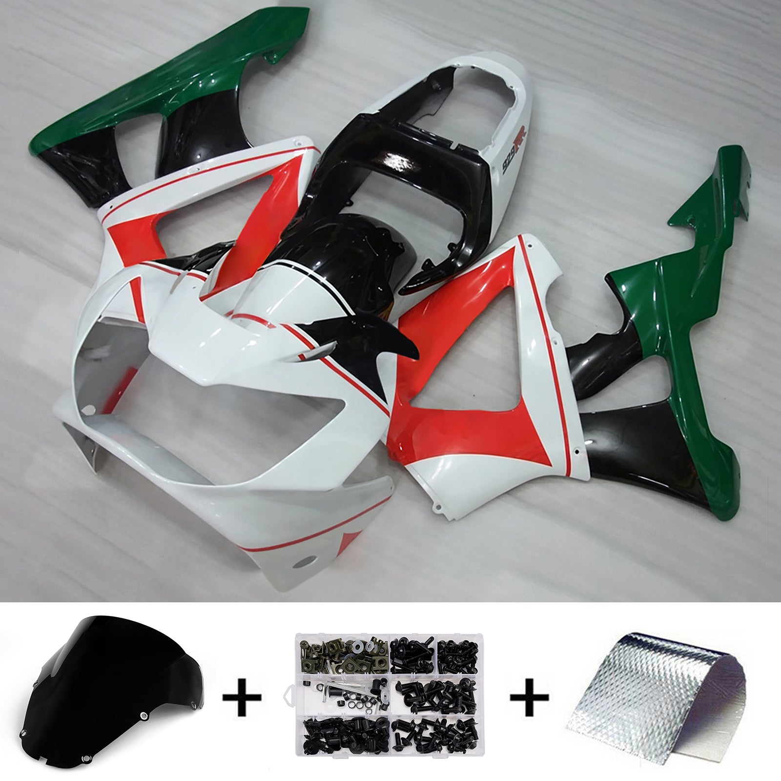 Amotopart 2000-2001 Honda CBR929RR Green White Fairing Kit