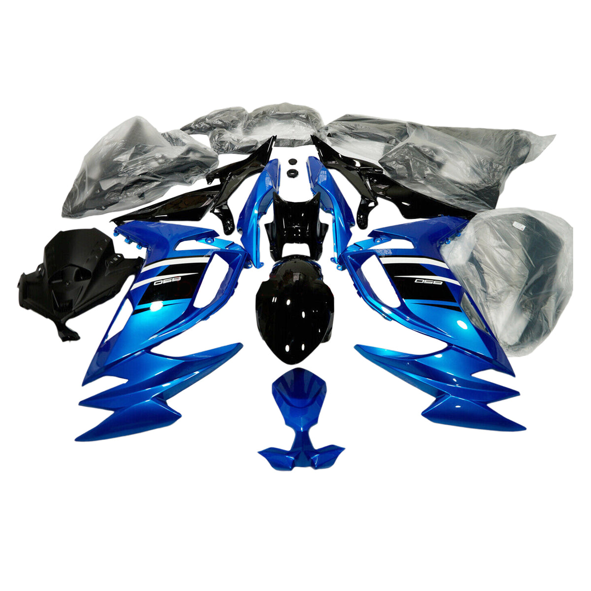 Amotopart 2020-2024 Kawasaki ER-6F Ninja650 Kit de carénage noir bleu brillant