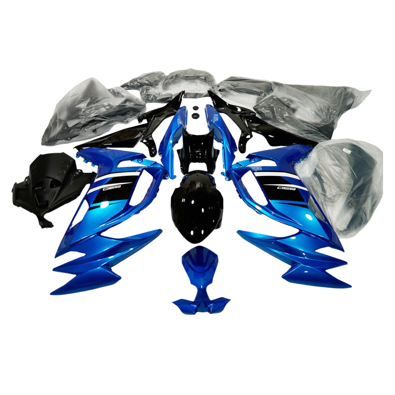 Amotopart 2020-2024 Kawasaki ER-6F Ninja650 Kit de carenado azul negro brillante