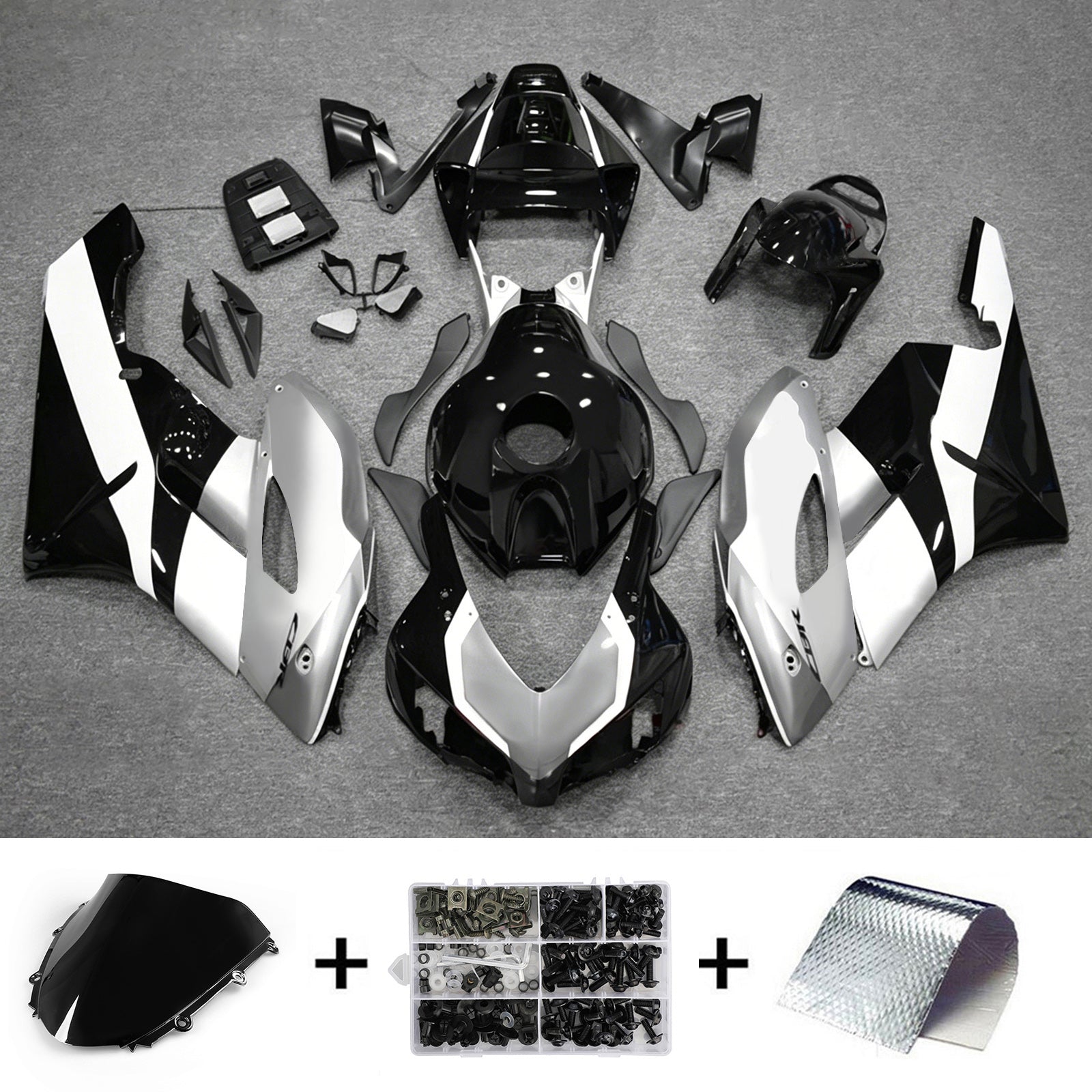 Amotopart 2004-2005 Honda CBR1000RR White Black Fairing Kit