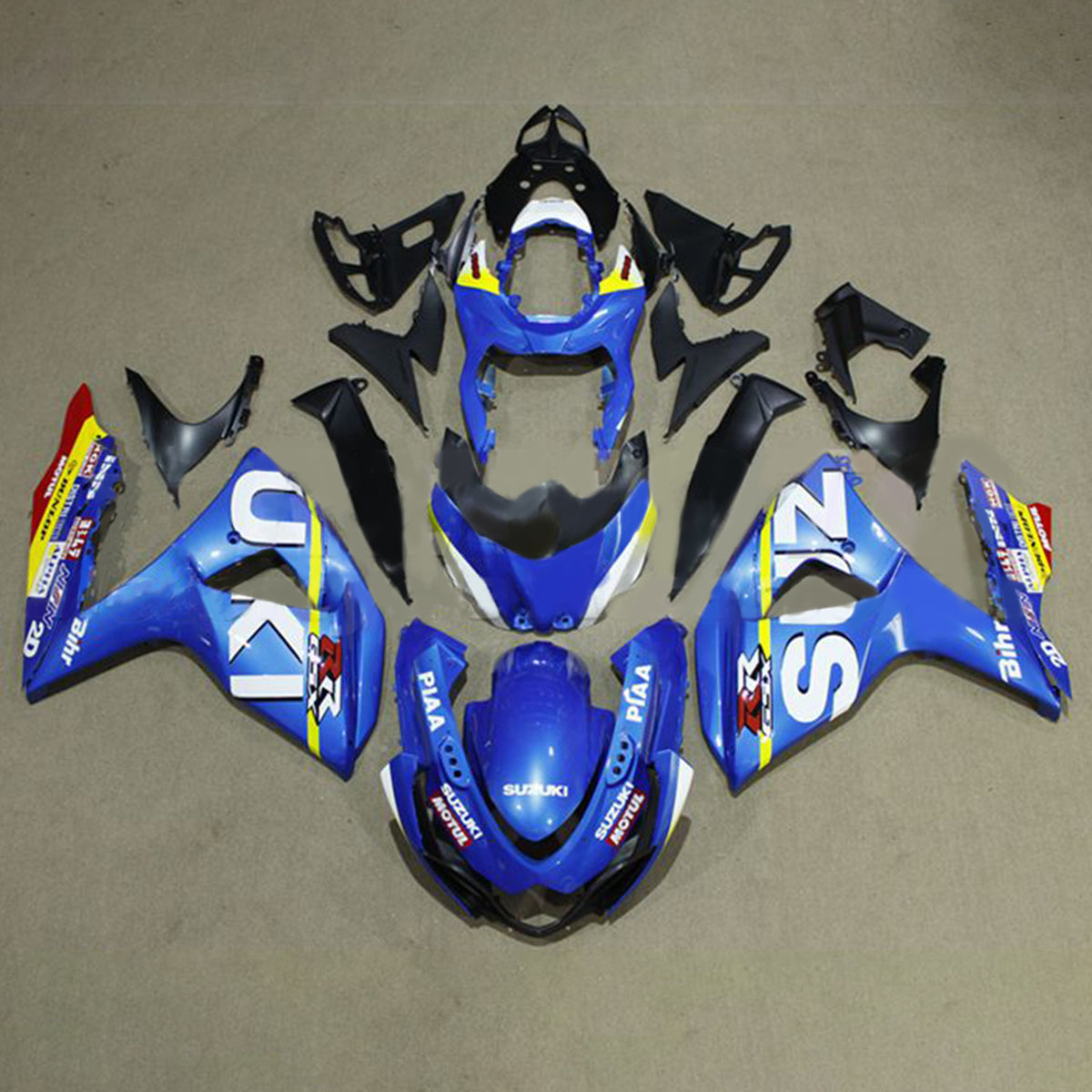 Amotopart 2009-2016 K9 GSXR1000 Suzuki Bleu et Jaune Style1 Kit de carénage