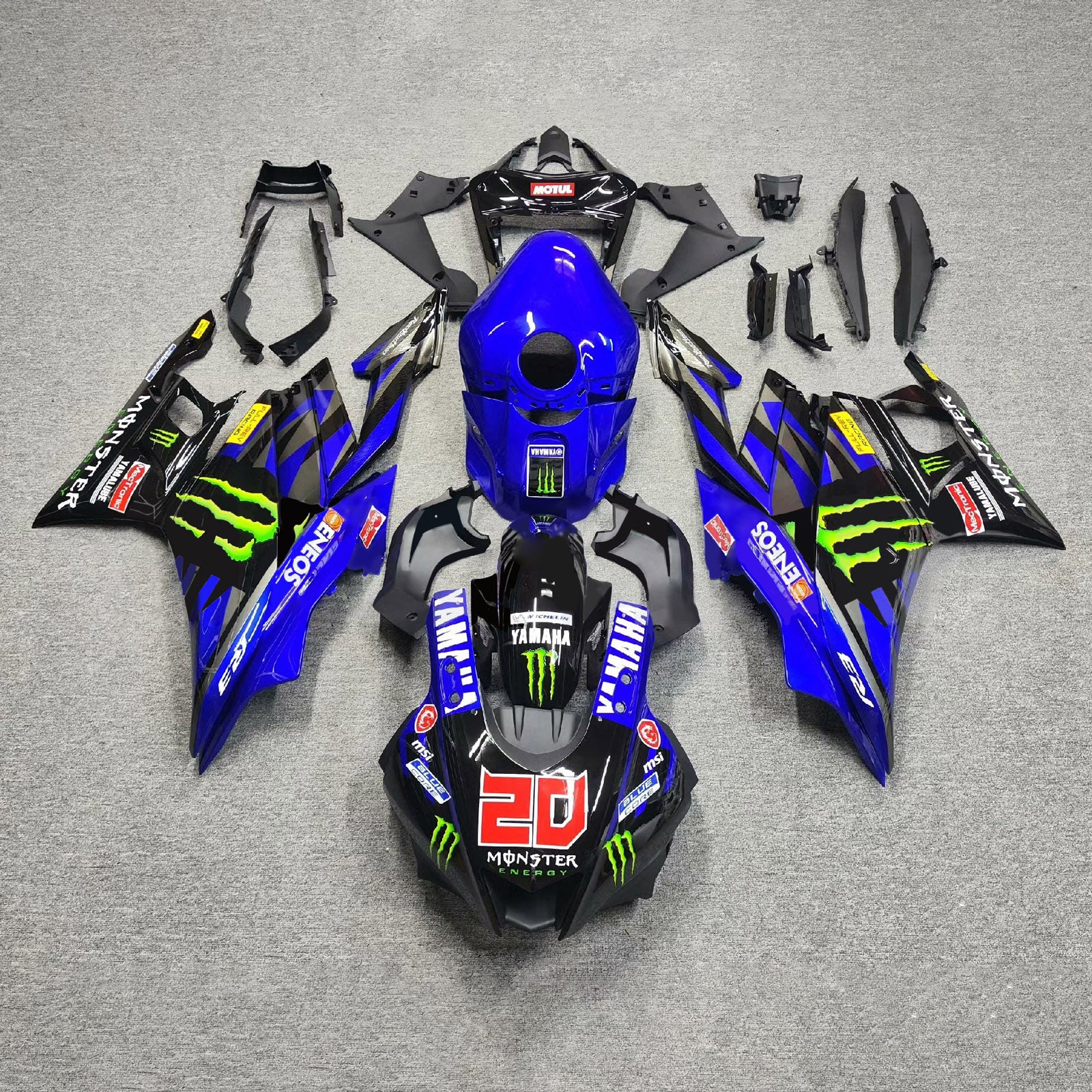 Kit de carénage Amotopart 2022-2024 Yamaha YZF-R3 & R25 noir bleu