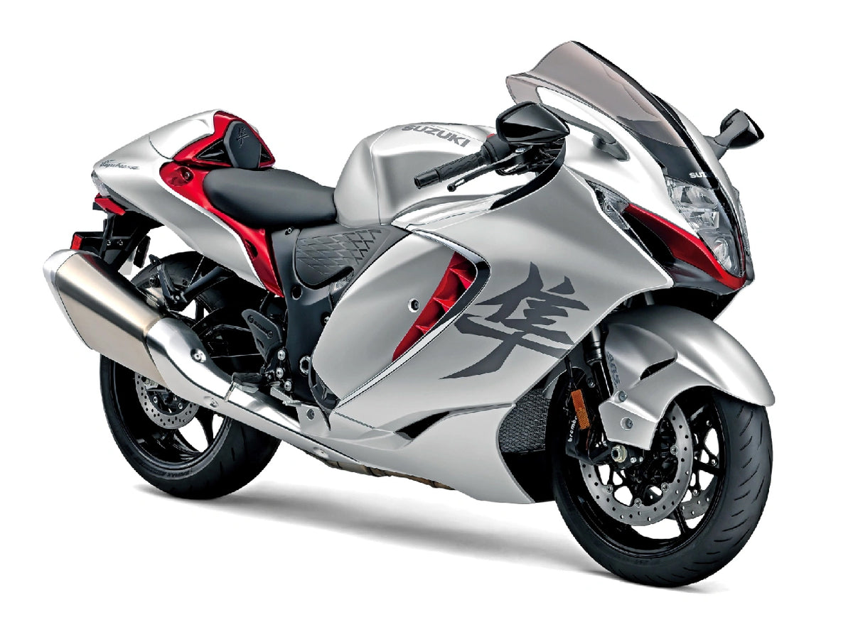 Amotopart 2021-2023 Suzuki Hayabusa GSX1300R Silver with Red Fairing Kit