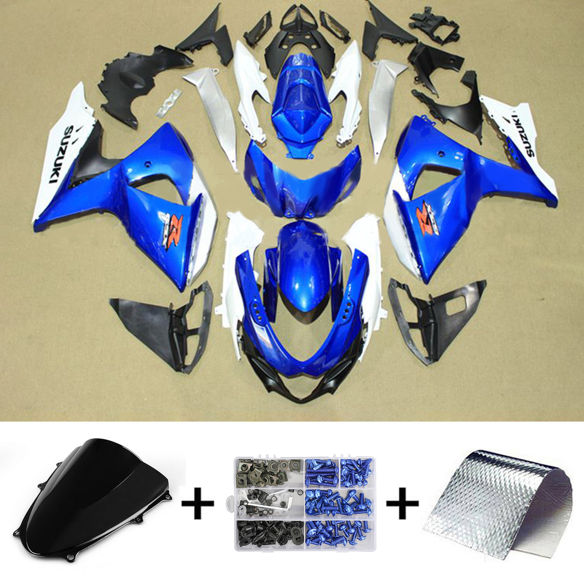 Amotopart 2009–2016 K9 GSXR1000 Suzuki Blue&amp;White Style3 Verkleidungsset