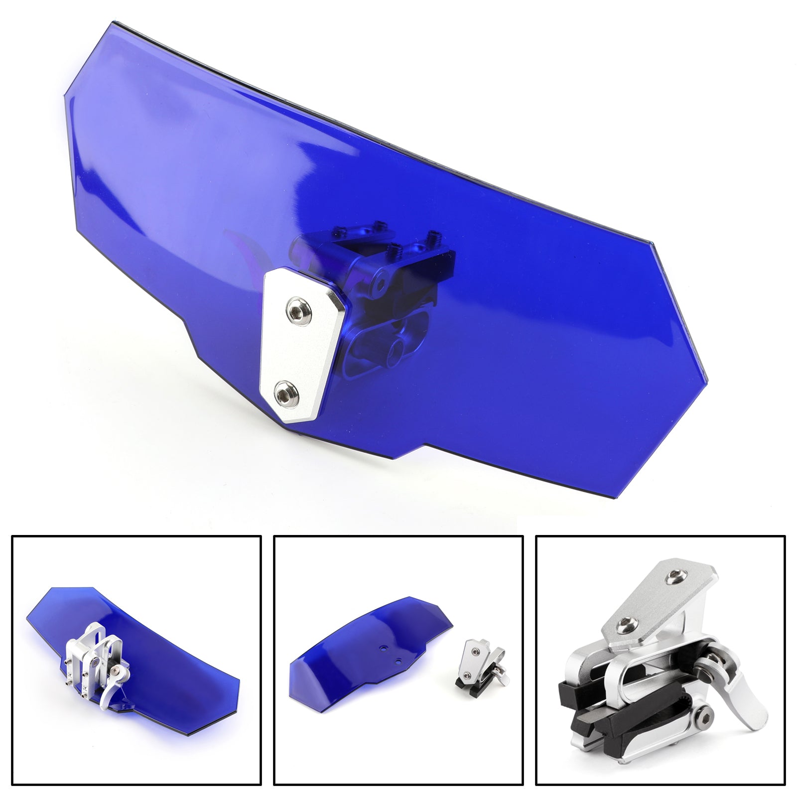 Universal Adjustable Windshield Screen Extension Deflector For Honda Yamaha Blue