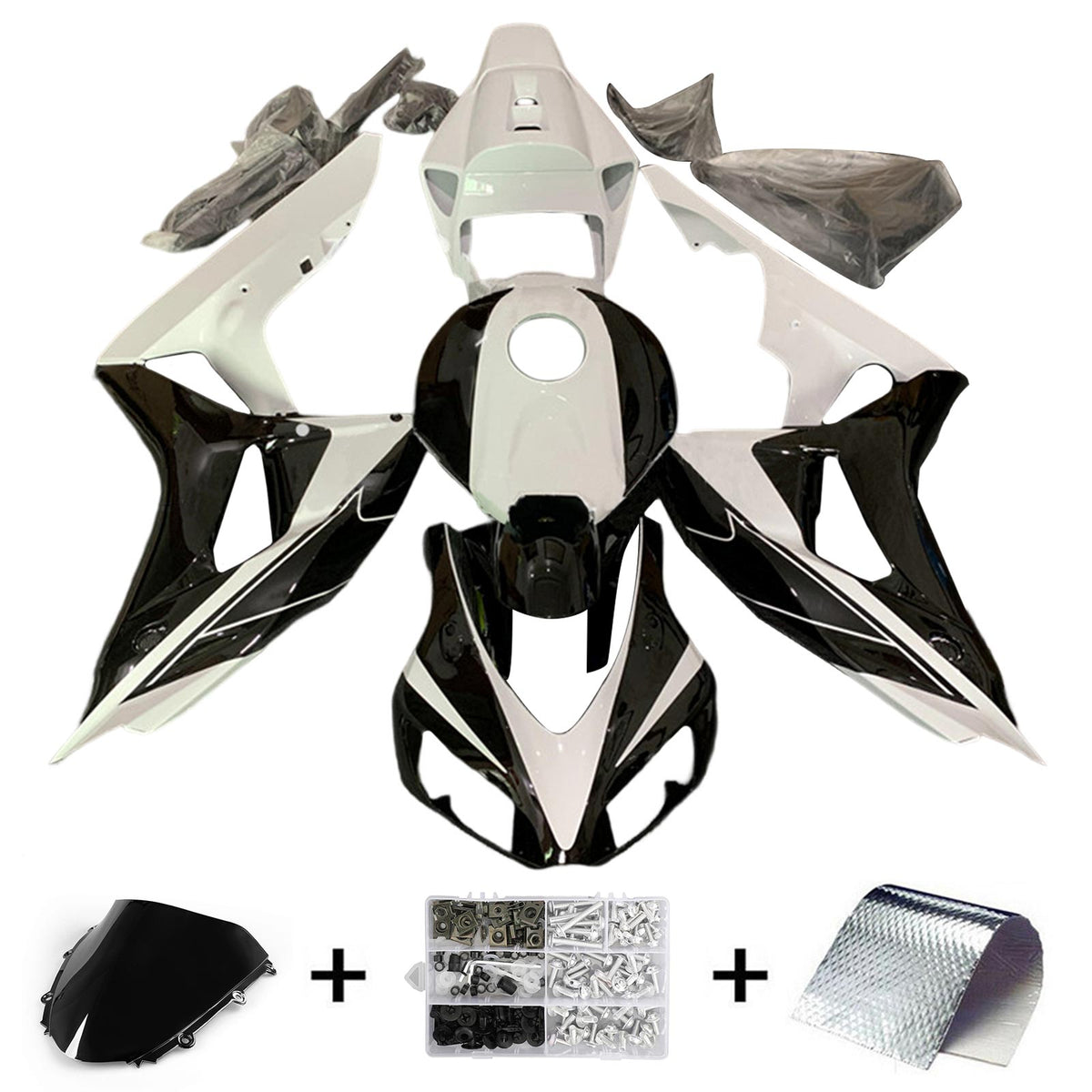 Amotopart 2006–2007 Honda CBR1000RR Schwarz-Weiß-Verkleidungsset