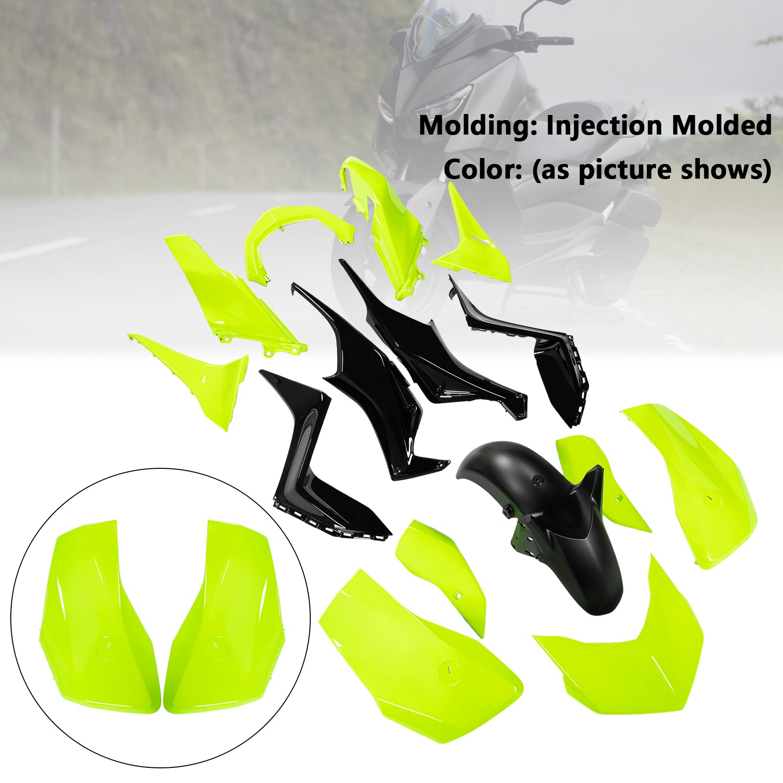 Amotopart 2023-2024 Yamaha X-MAX 300 Yellow Black Fairing Kit