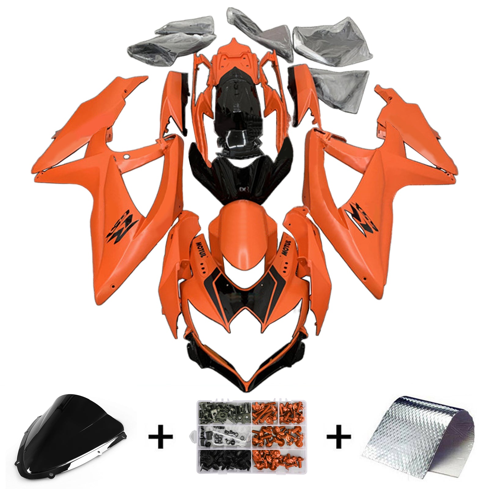 Amotopart 2008-2010 Suzuki GSXR 600/750 K8 Kit de carenado naranja