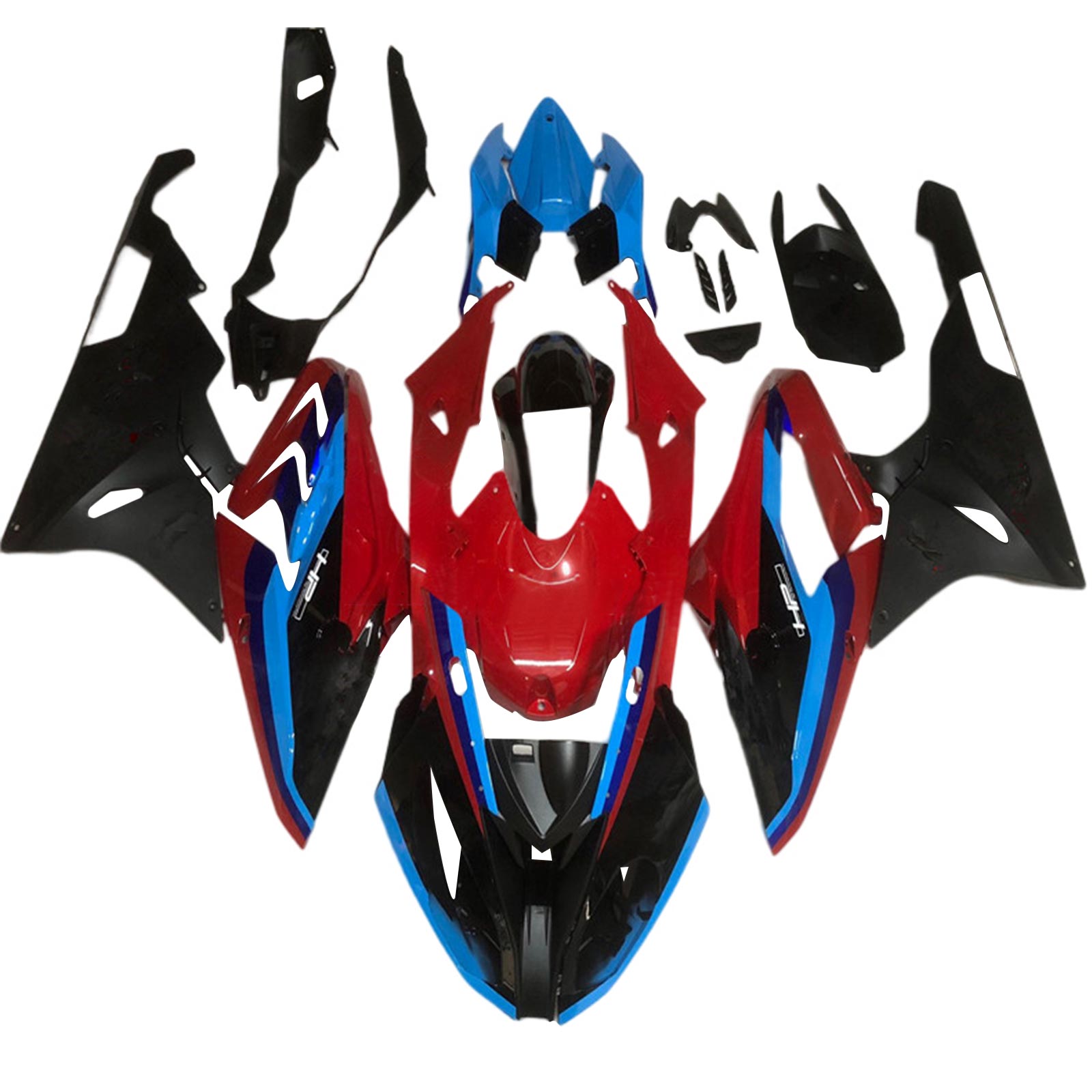 Kit de carénage Amotopart BMW S1000RR 2017-2018 bleu et rouge Style1