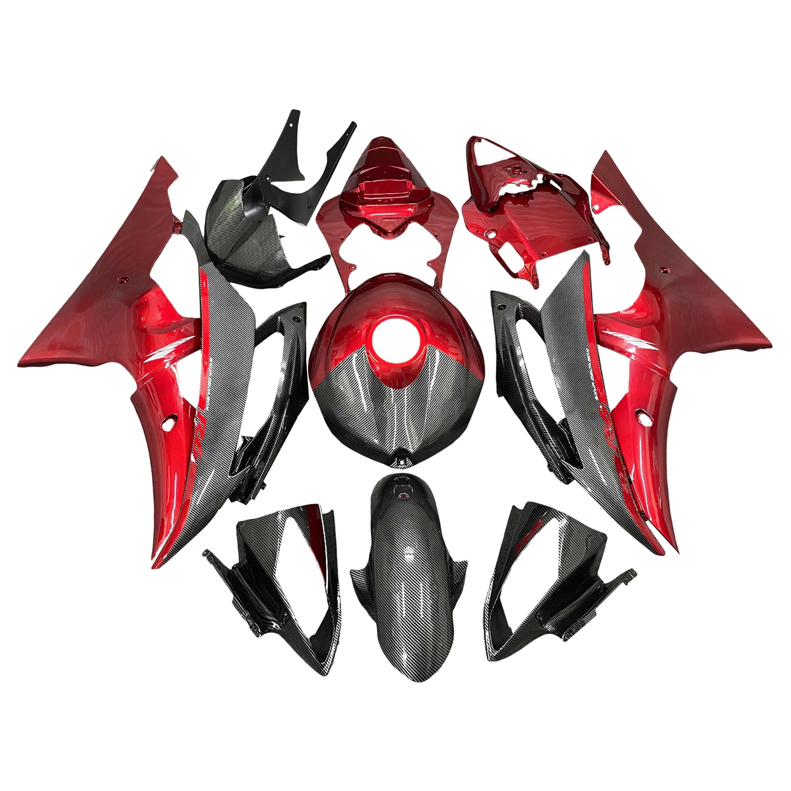 Amotopart 2008-2016 Yamaha YZF-R6 Red & Black Fairing Kit