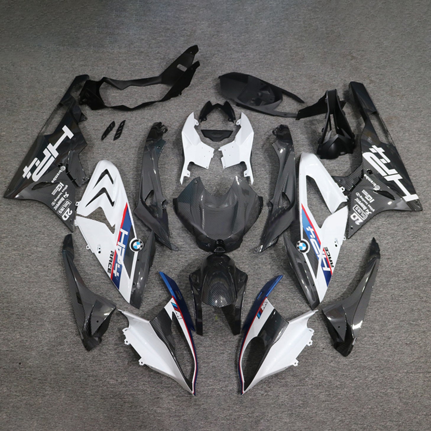 Amotopart 2015-2016 BMW S1000RR Carbon Fiber Pattern White Fairing Kit