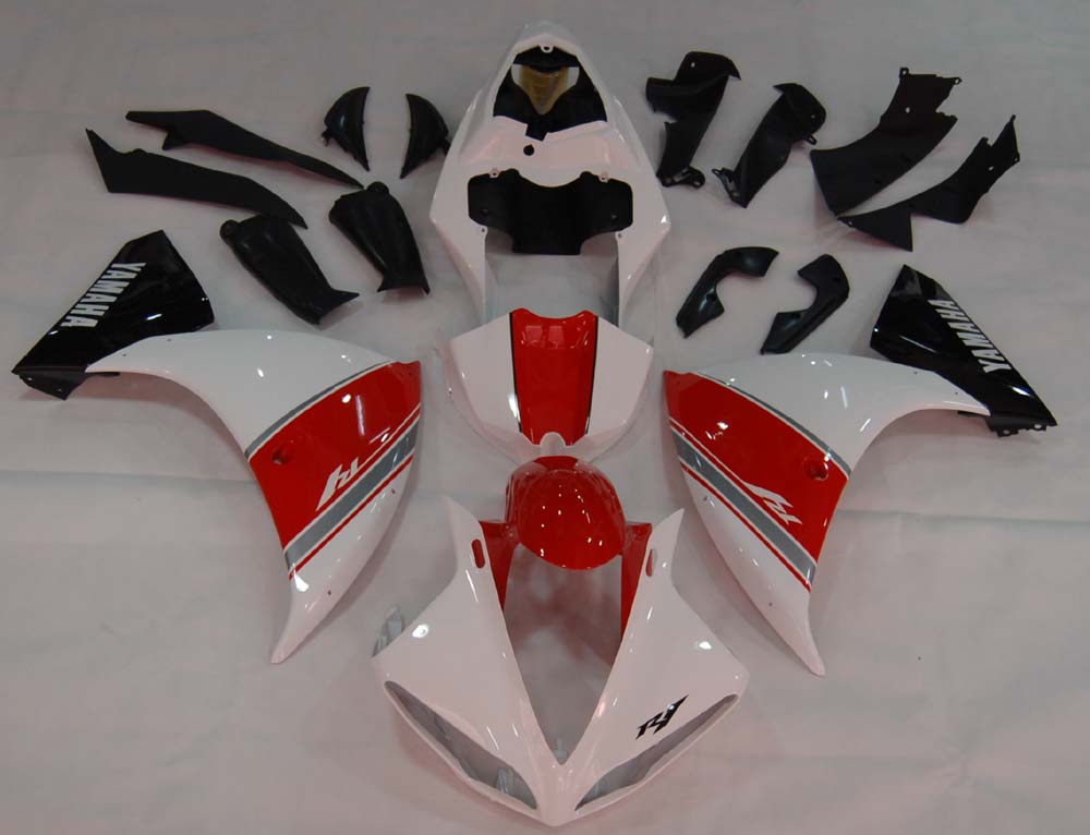 Amotopart 2009-2011 Yamaha YZF 1000 R1 White&Red Style2 Fairing Kit