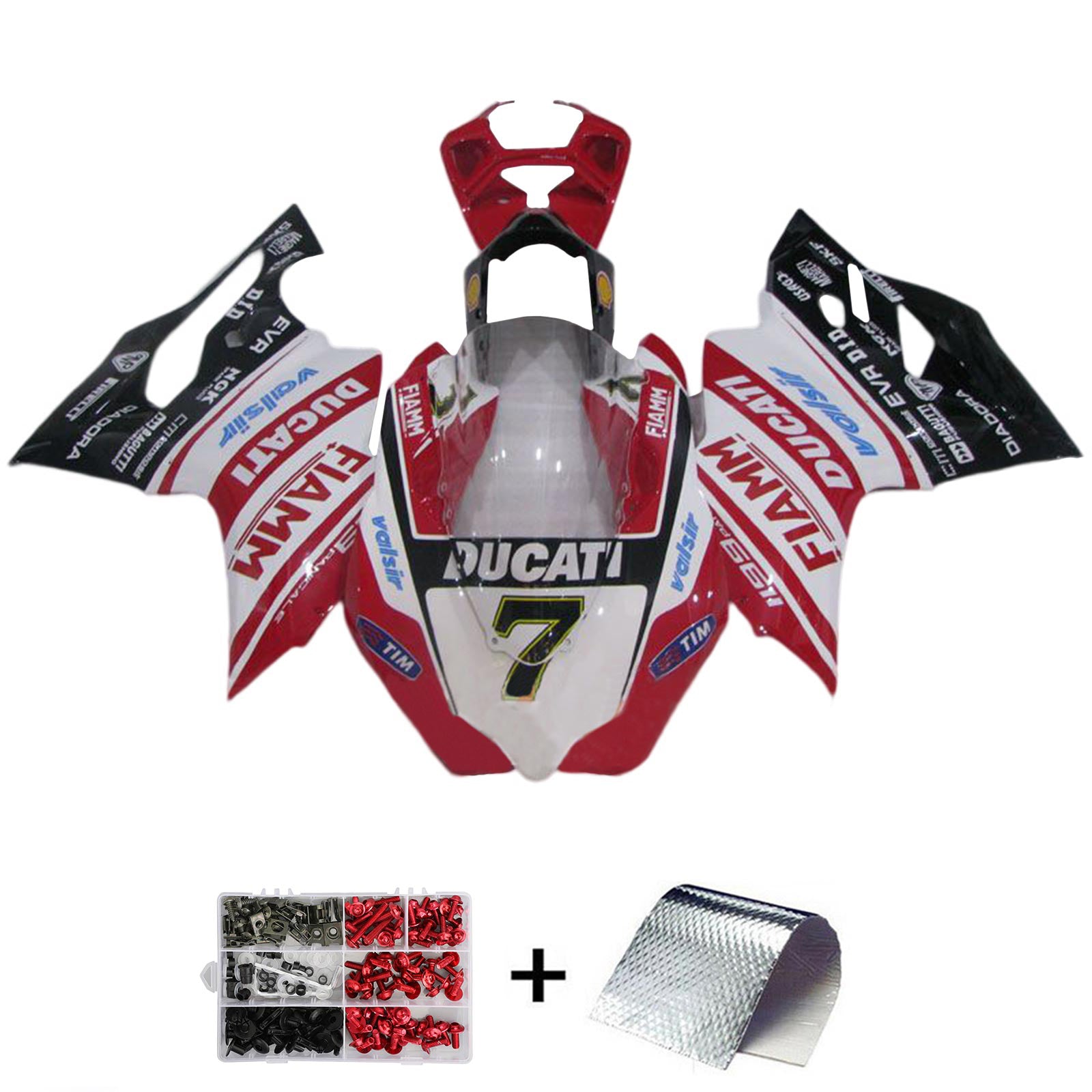 Amotopart 2012-2015 Ducati 1199 899 レッド&ホワイト Style3 フェアリングキット