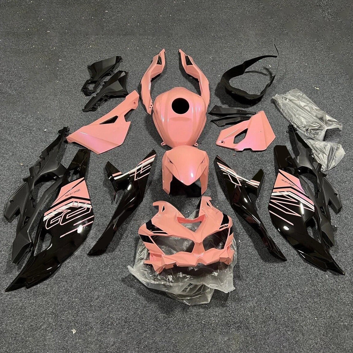 Amotopart 2019-2024 Ninja ZX-25R ZX-4R ZX-4RR Kawasaki Kit de carenado rosa y negro