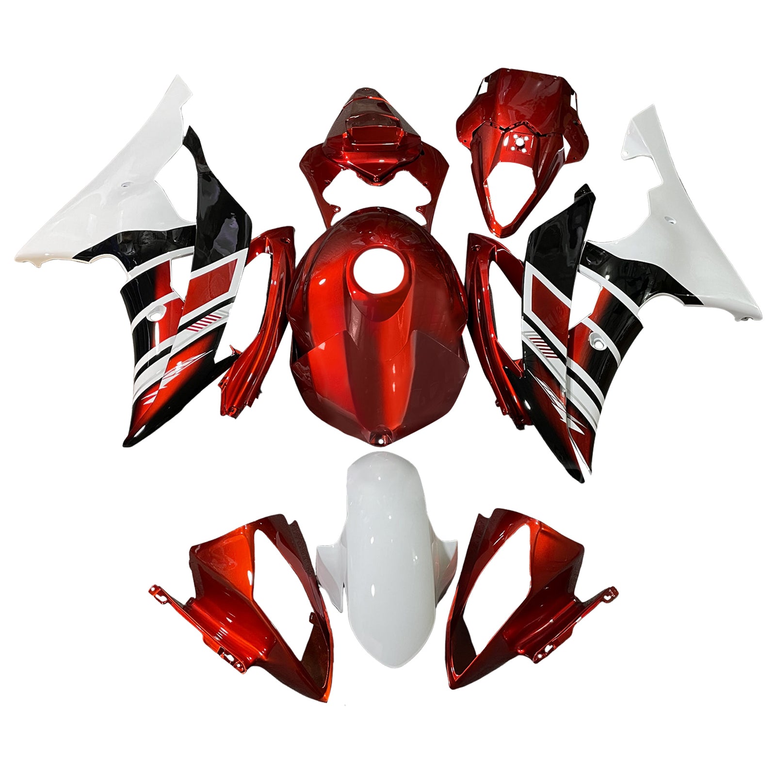 Amotopart 2008-2016 Yamaha YZF-R6 White & Red Fairing Kit