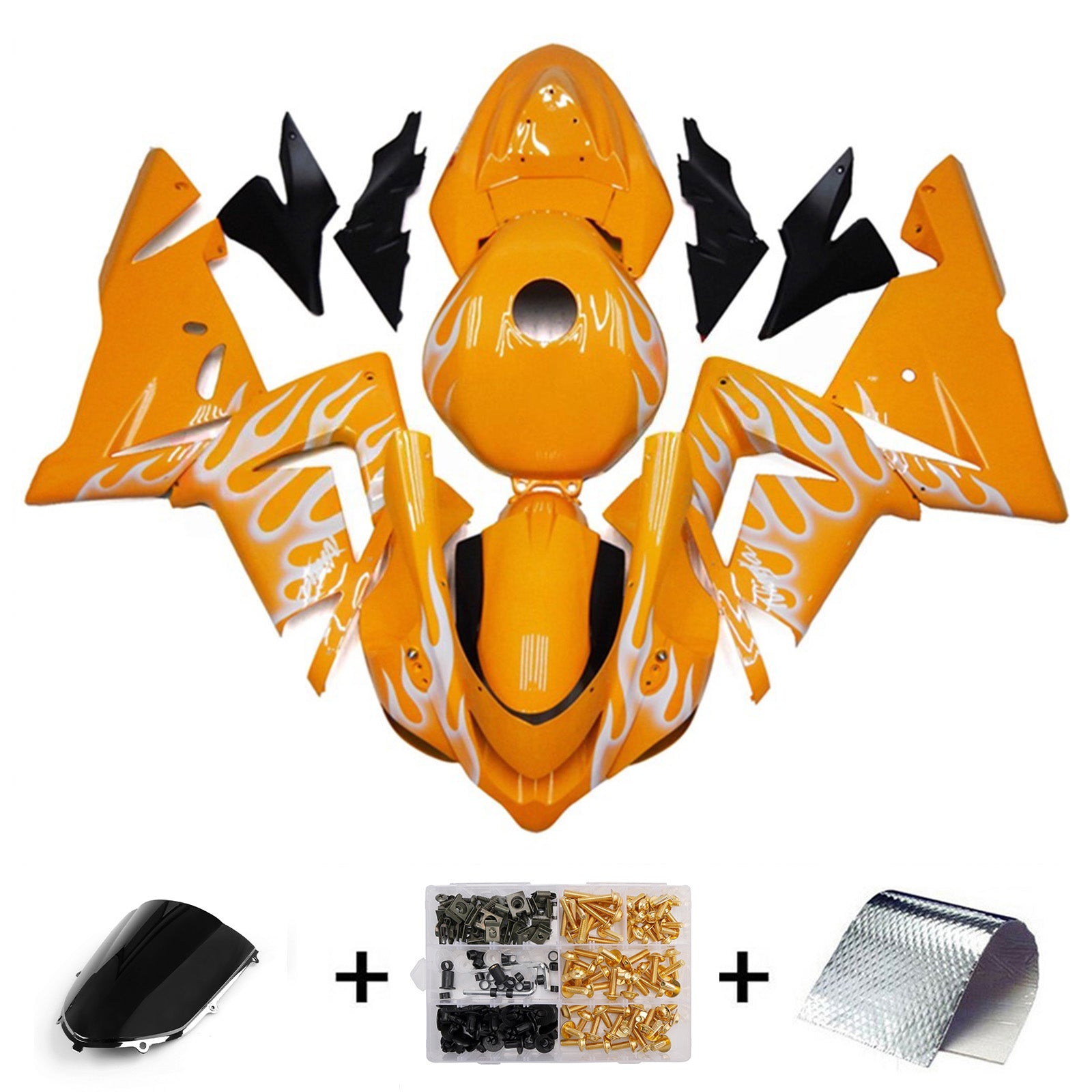 Amotopart 2004-2005 Kawasaki ZX10R Yellow White Fairing Kit