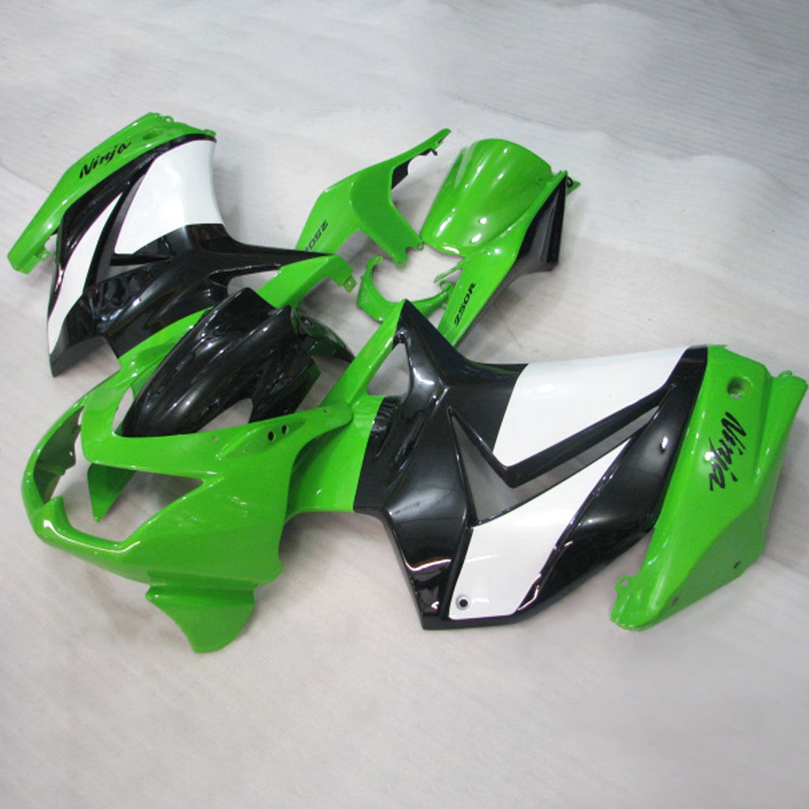 Amotopart 2008-2012 Kawasaki EX250 Ninja250R Kit de carenado Style3 verde y negro