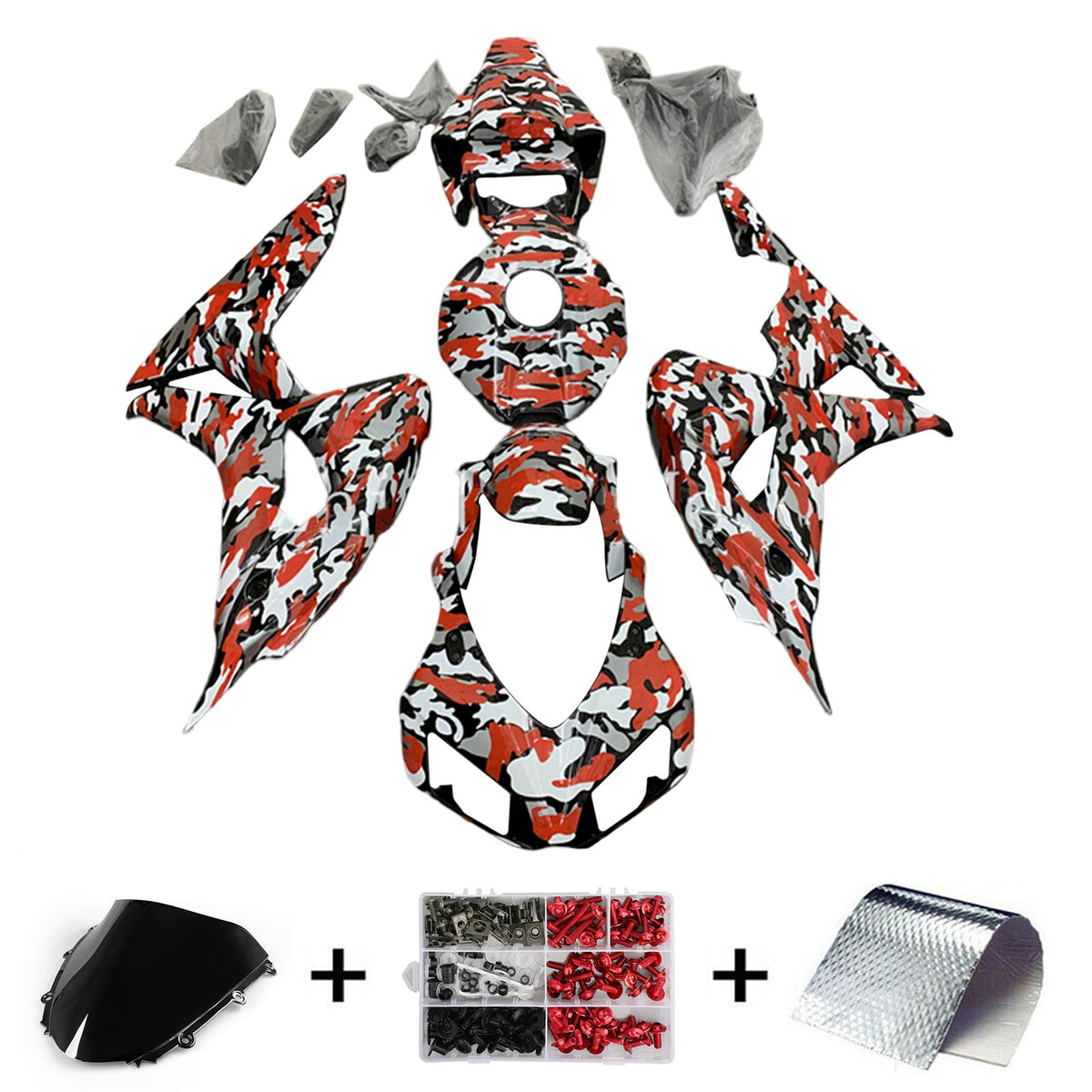 Amotopart 2006-2007 Honda CBR1000RR Red Camouflage Fairing Kit