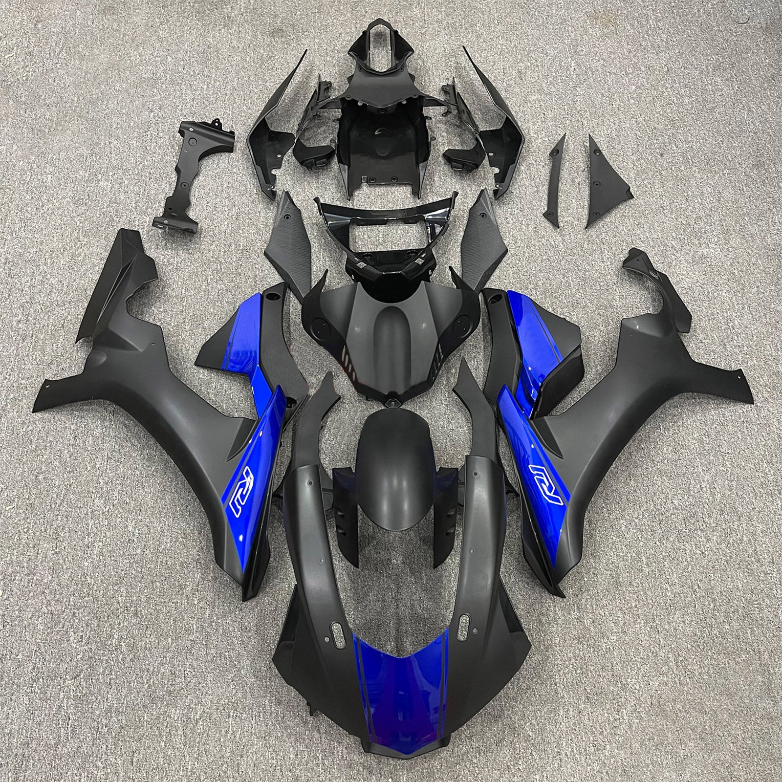 Amotopart Yamaha YZF 1000 R1 2015-2019 Kit de carénage bleu mat et noir Style 12