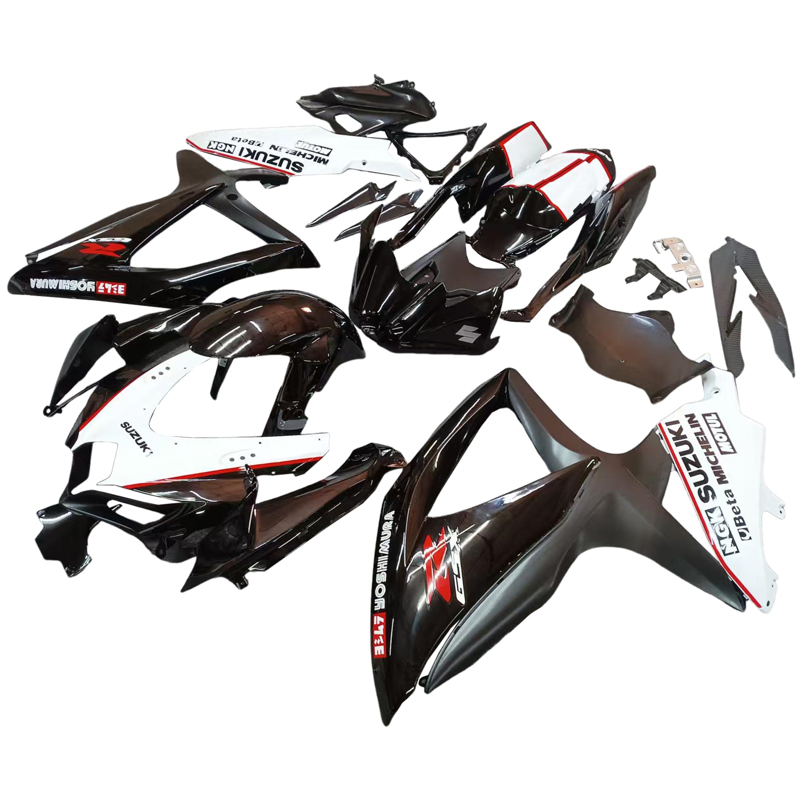 Amotopart 2008-2009 Suzuki GSXR 600/750 Black White Red Fairing Kit
