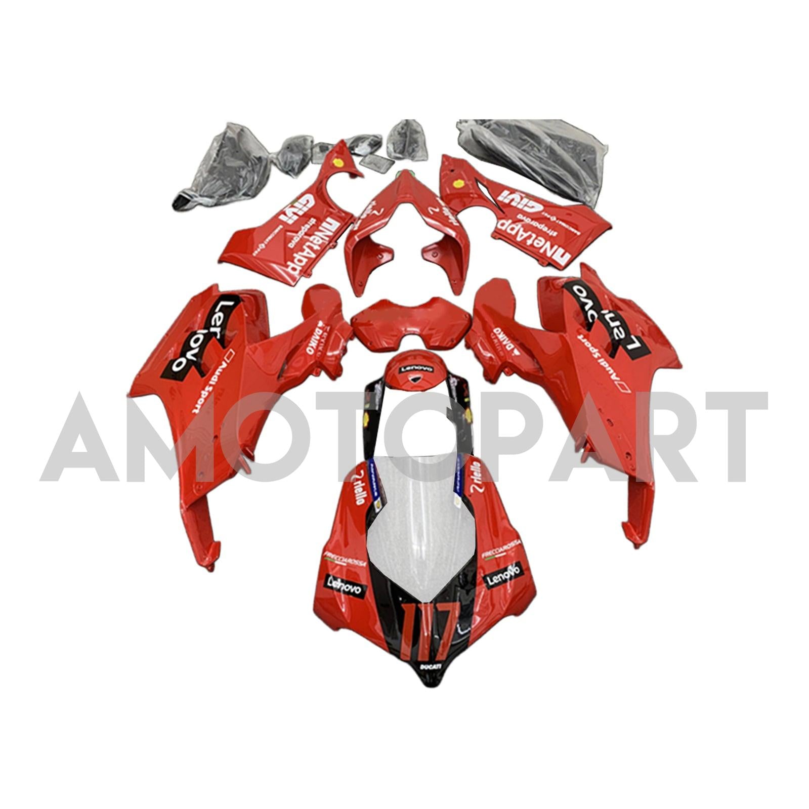 Amotopart Ducati 20-21 Panigale V4 V4S Red Style2 Fairing Kit