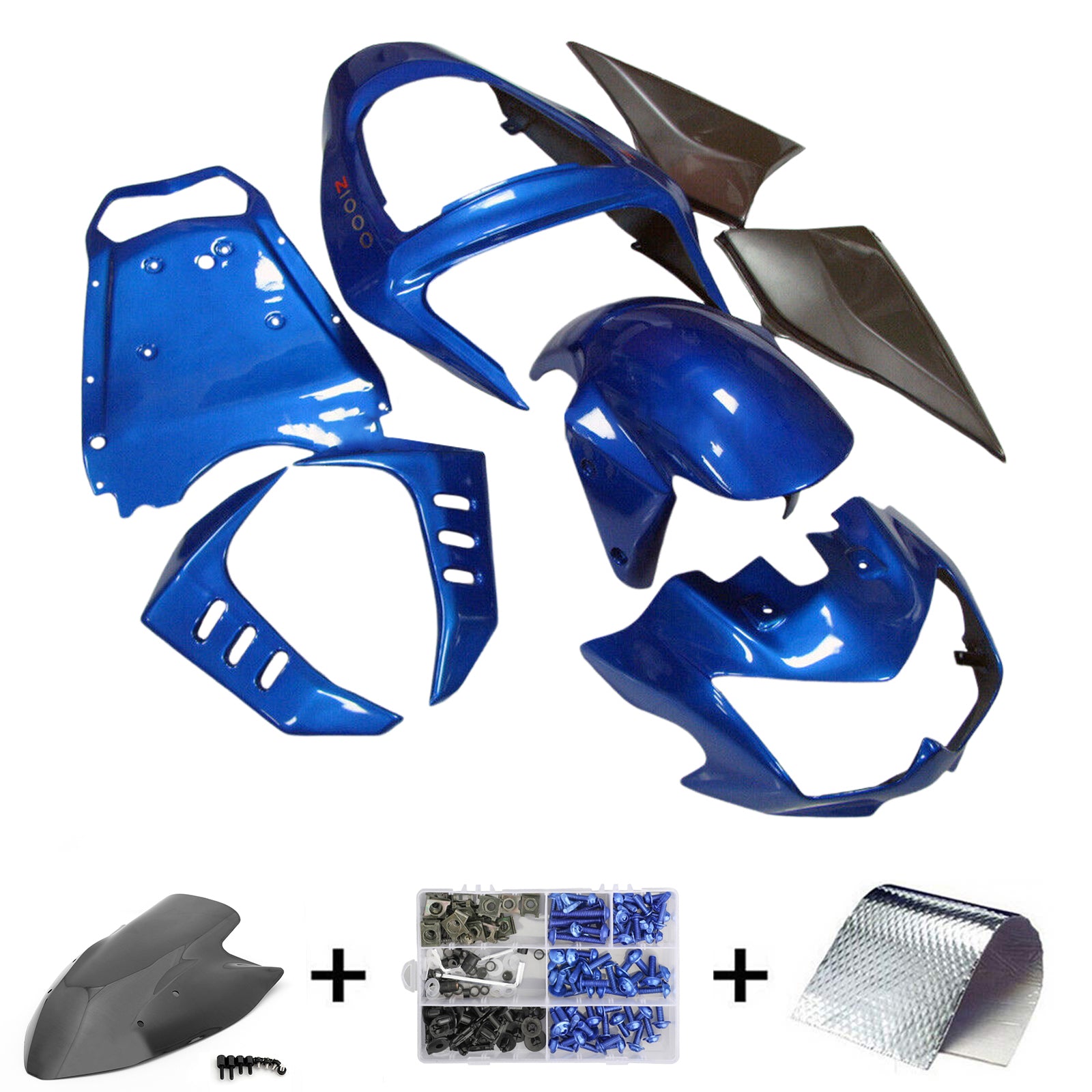 Amotopart Verkleidungssatz für Kawasaki Z1000, 2003–2006, Blau